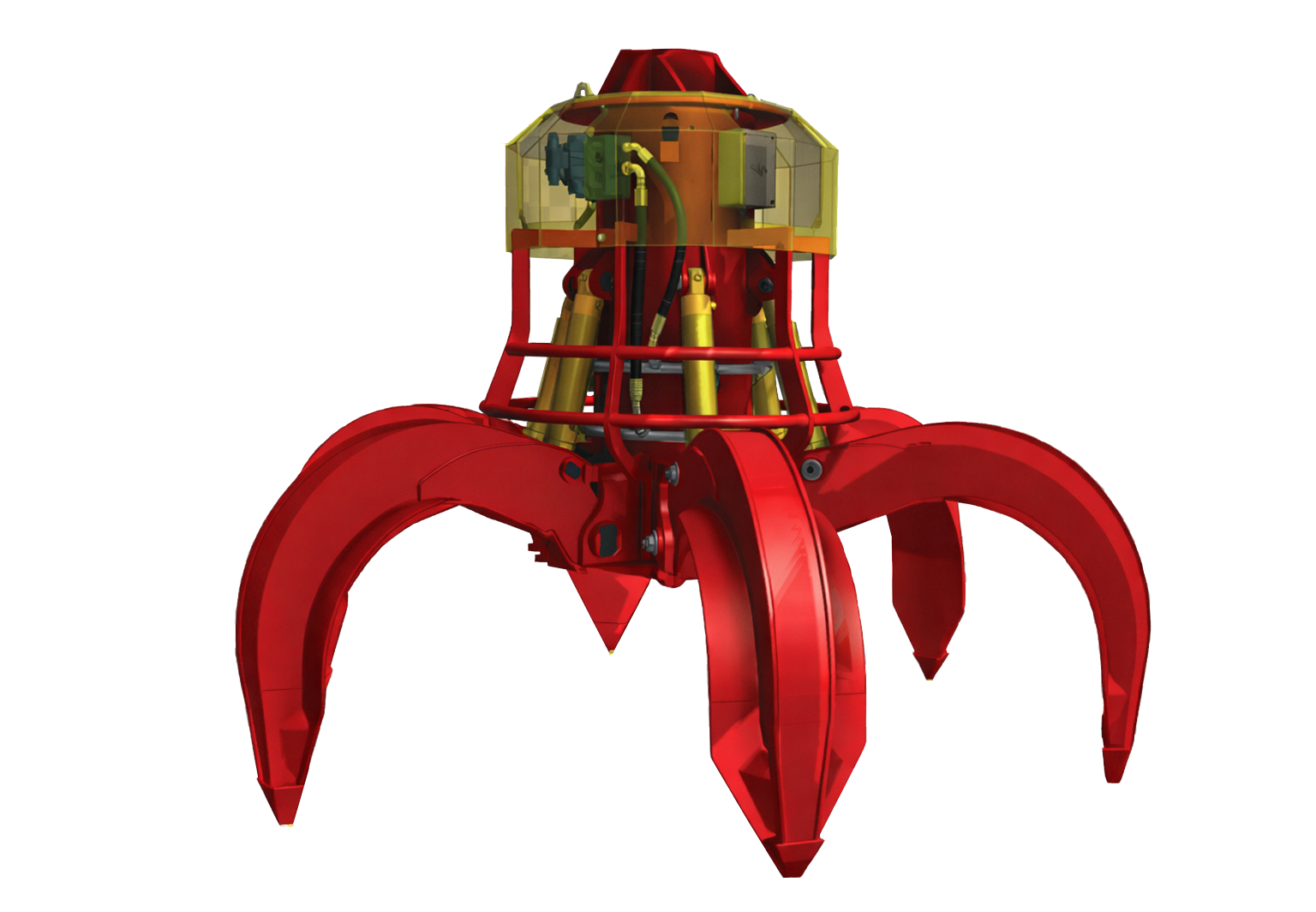 Red-orange grapple with hydraulic details -new1