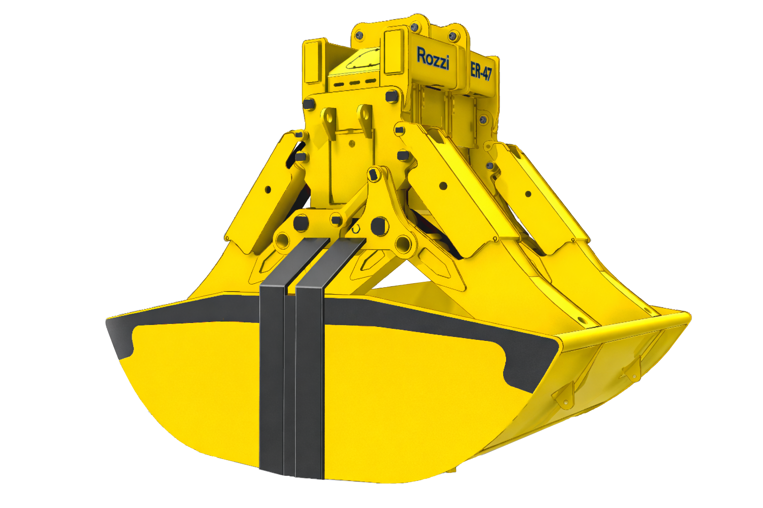 Yellow hydraulic clamshell bucket attachment new